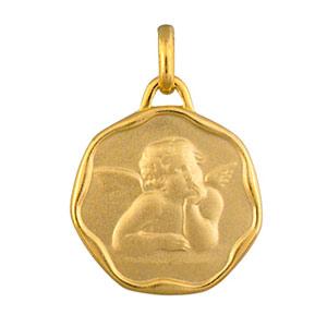 Pendentif Plaqué Or Ange Médaille Cachet