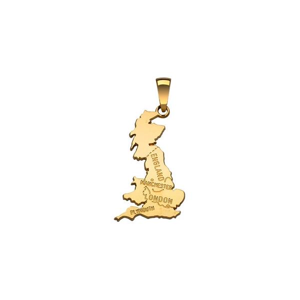 Pendentif Plaqué Or Carte Angleterre