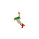Pendentif Plaqué Or Carte Italie avec Résine Couleur