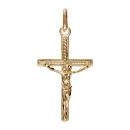 Pendentif Plaqué Or Religieux Croix avec Christ Jesus