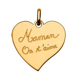 Pendentif Plaqué Or Gravé Maman on t'aime