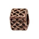 Charms Acier 316L Cube Tresse Relief Marron