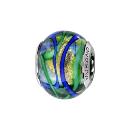 Charms Argent 925 Perle Murano Vert Bleu Jaune