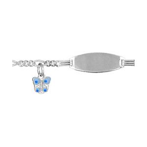 Gourmette Argent 925 Bébé Maille Figaro 3+1 Charms Papillon