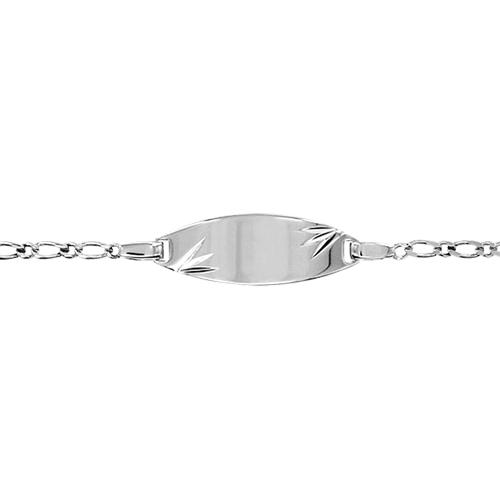 Gourmette Argent 925 Bébé Maille 1+1 2 mm Plaque Ovale Etoile Diamantée