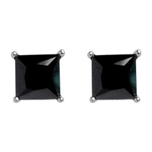 Boucles d'oreilles Argent 925 et Zirconium Noir 10 mm