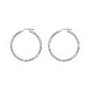 Boucles d'oreilles Argent 925 Créole Ondulée Fil 2 mm Diam. 40 mm