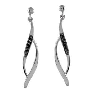 Boucles d'oreilles Argent 925 et Barette Zirconium Noir Losange