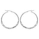 Boucles d'oreilles Argent 925 Créole Tube Lisse et Froissé 35 mm