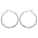 Boucles d'oreilles Argent 925 Créole Tube Lisse et Froissé 35 mm