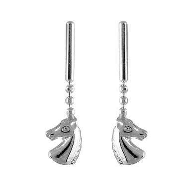 Boucles d'oreilles Argent 925 Baguette avec Tête de Cheval