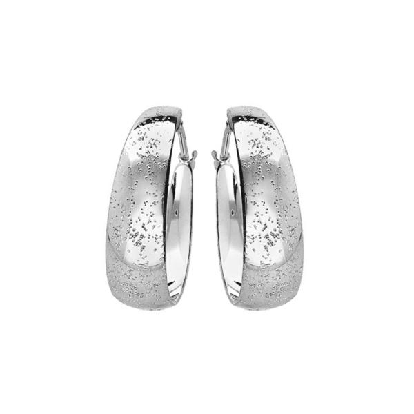 Boucles d'oreilles Argent 925 Créole Diamantée Aspect Pailletée 25 mm