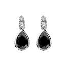 Boucles d'oreilles Argent 925 et Zirconium Forme Goutte Noir