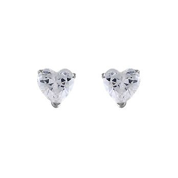 Boucles d'oreilles Argent 925 et Zirconium Coeur