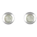 Boucles d'oreilles Argent 925 et Nacre Blanc Ronde