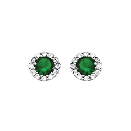 Boucles d'oreilles Argent 925 et Zirconium Central Vert