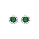 Boucles d'oreilles Argent 925 et Zirconium Central Vert