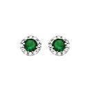 Boucles d'oreilles Argent 925 et Zirconium Central Vert