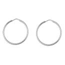 Boucles d'oreilles Argent 925 Créole Fil Rond Strié 2 mm Diam. 35 mm