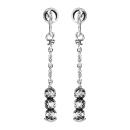 Boucles d'oreilles Argent 925 Pendante 3 Boules Diamantés Rhodium Noir