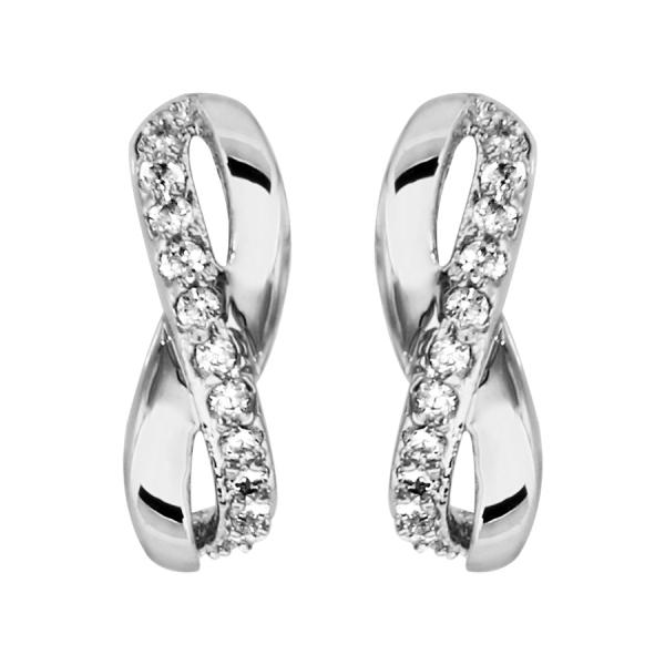 Boucles d'oreilles Argent 925 et Zirconium Sertis Demi Créoles Croisées