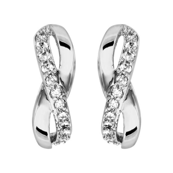 Boucles d'oreilles Argent 925 et Zirconium Sertis Demi Créoles Croisées