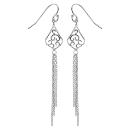 Boucles d'oreilles Argent 925 Pendantes Goutte Filigrané 3 Chainettes