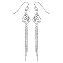 Boucles d'oreilles Argent 925 Pendantes Goutte Filigrané 3 Chainettes