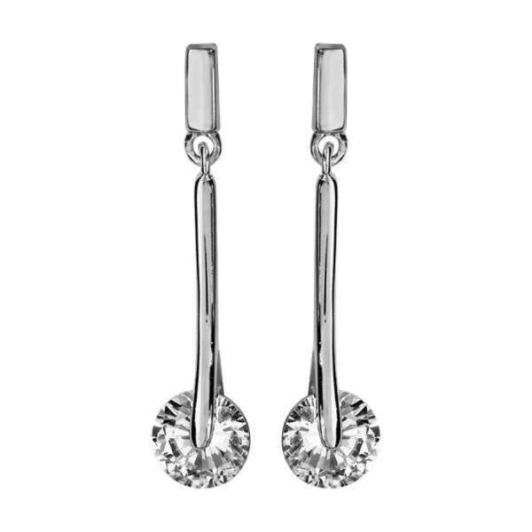 Boucles d'oreilles Argent 925 Pendantes Zirconium Rond