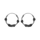 Boucles d'oreilles Argent 925 Créole Patinées Motif Tribal 12 mm