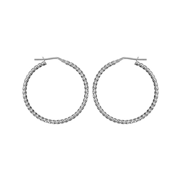 Boucles d'oreilles Argent 925 Créole Dentelée 30 mm