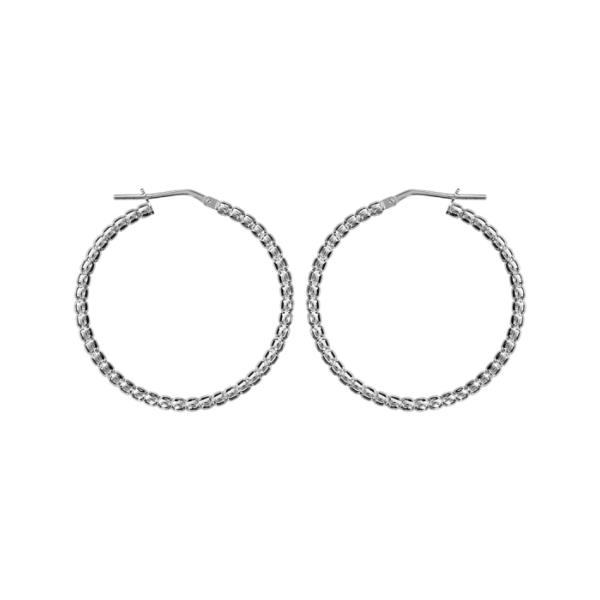 Boucles d'oreilles Argent 925 Créole Dentelée 30 mm