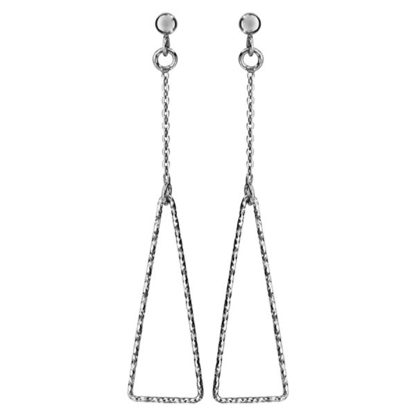 Boucles d'Oreilles Argent 925 Pendantes Triangle Diamanté