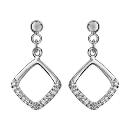 Boucles d'Oreilles Argent 925 Motif Carré Ajouré Zirconium Sertis
