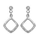 Boucles d'Oreilles Argent 925 Motif Carré Ajouré Zirconium Sertis