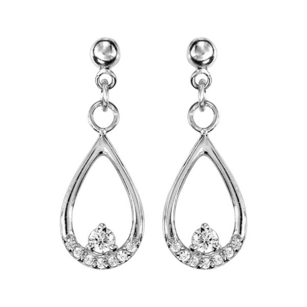 Boucles d'Oreilles Argent 925 Pendantes Gouttes et Zirconium Sertis