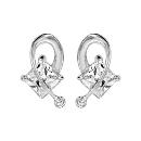 Boucles d'Oreilles Argent 925 Motif Carré et Goutte Ajouré Zirconium Sertis