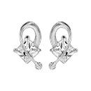 Boucles d'Oreilles Argent 925 Motif Carré et Goutte Ajouré Zirconium Sertis