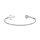 Bracelet Argent 925 Jonc Ouvert Zirconium Serti Clos et Ancre de Marine