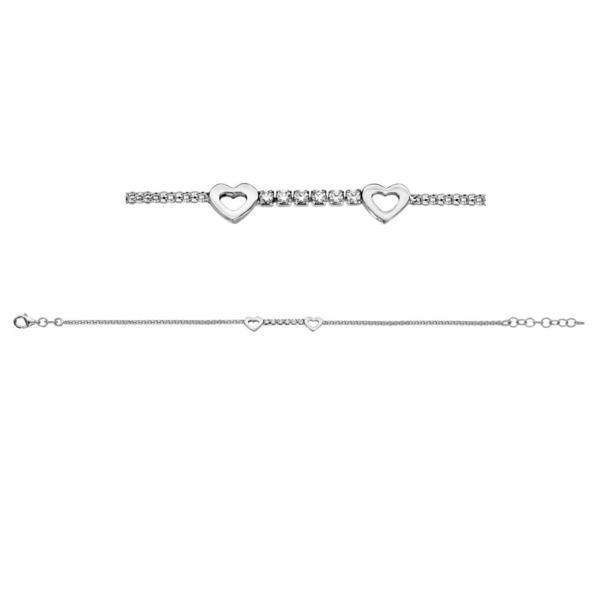Bracelet Argent 925 Zirconium Sertis Motif Coeur