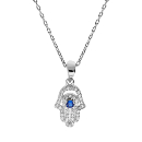 Collier Argent 925 Main de Fatma Zirconium Bleu