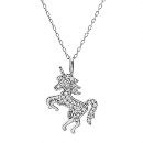 Collier Argent 925 Licorne Zirconium Blancs