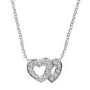 Collier Argent 925 et Zirconium Double Coeurs Ajourés