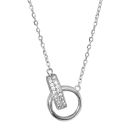 Collier Argent 925 et Zirconium Sertis Double Anneaux