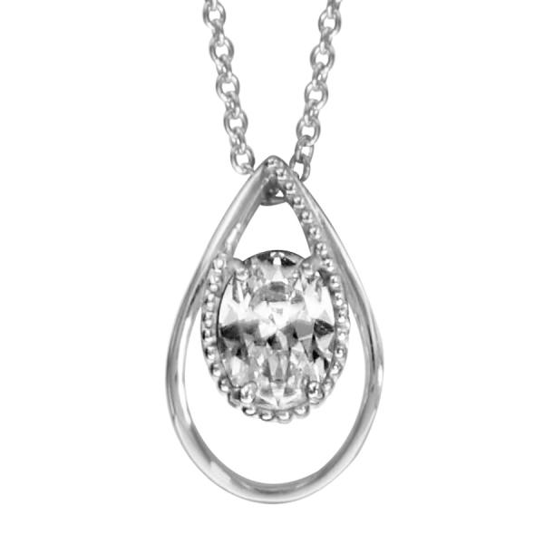 Collier Argent 925 et Zirconium Serti Pendentif Forme Goutte