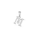 Pendentif Argent 925 Lettre Alphabet Initiale Anglaise M