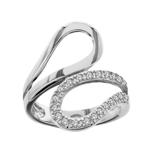 Bague Argent 925 Forme Boucle Zirconium + Lisse