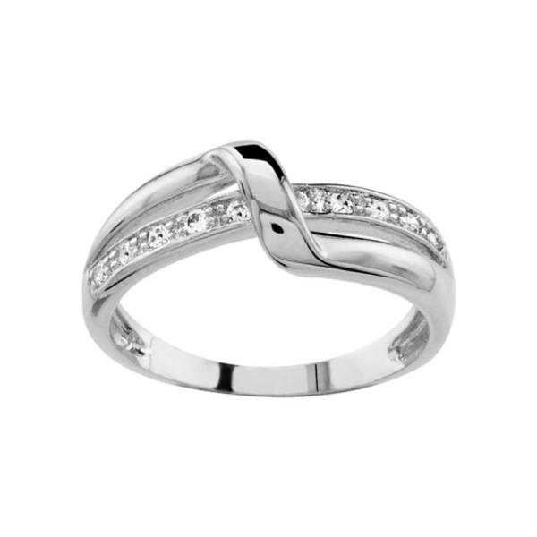 Bague Argent 925 Croisée et Pierres Blanches