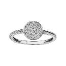 Bague Argent 925 Anneau Torsadé Boule Strass Blanc