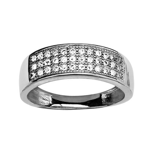 Bague Argent 925 et Zirconium Micro Sertis Triple Rangs